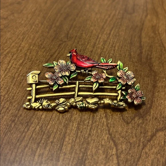 Vintage JJ Jonette Jewelry Co. Cardinal Brooch Pin - Picture 3 of 4
